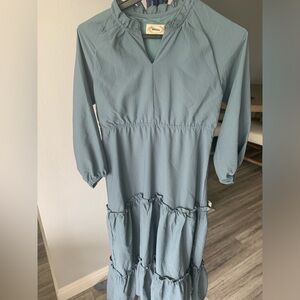 Joyfolie Mia Joy Gray/Blue Green Long Sleeves Full Length Dress Size 8